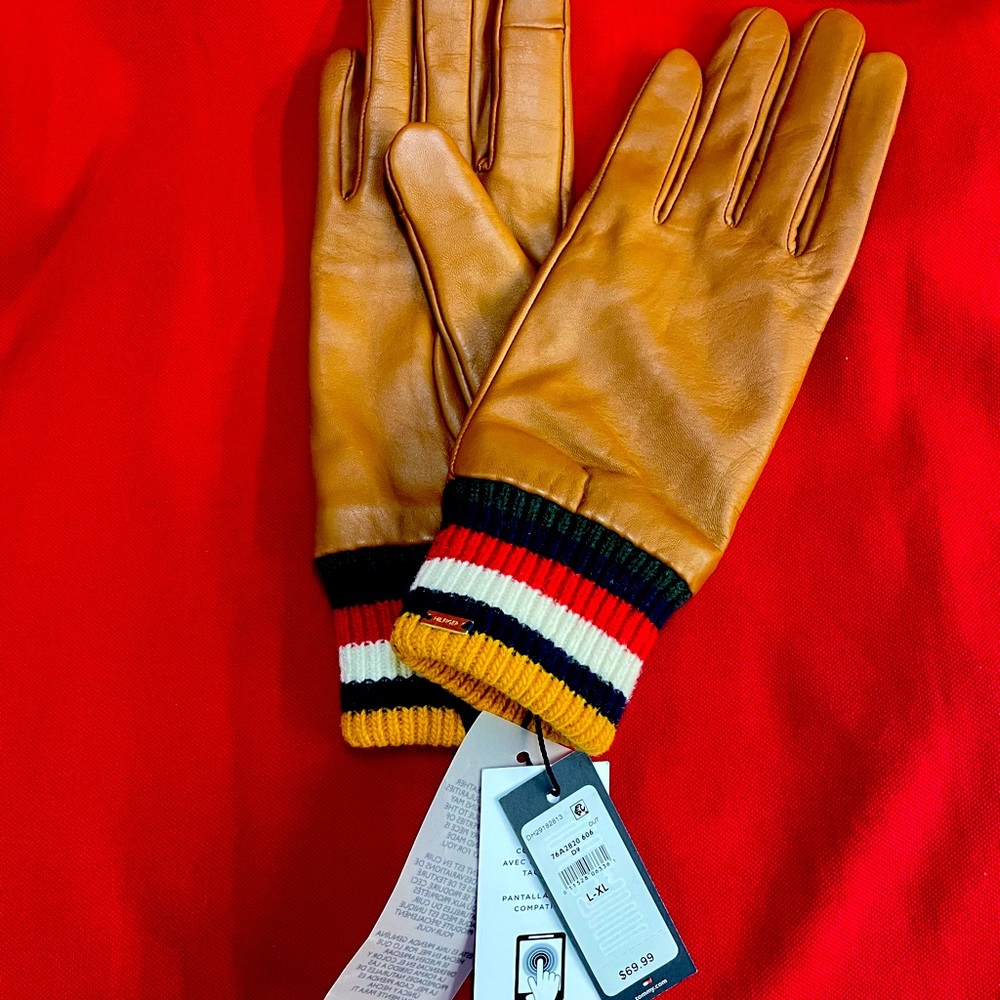 Tommy Hilfiger Leather Gloves-Size L/XL